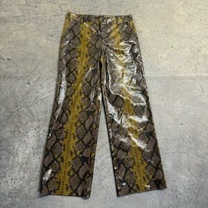 Zara Women’s Snake Print High Waisted Wide Leg Dress Pants Size L Party Animal